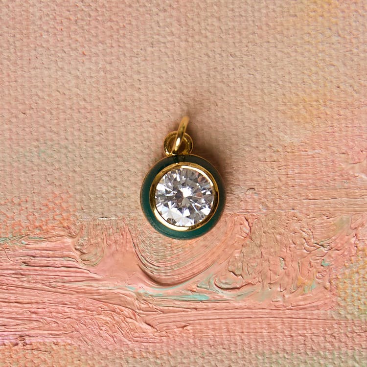 Green Enamel Bezel Charm