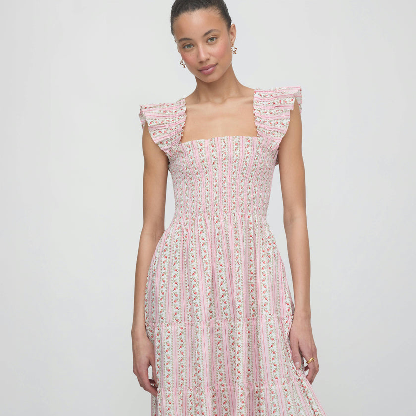 The Ellie Nap Dress - Pink Floral Dot Stripe
