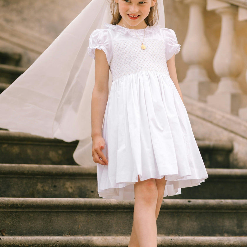 Antoinette Ceremony White Smocked Girl Dress