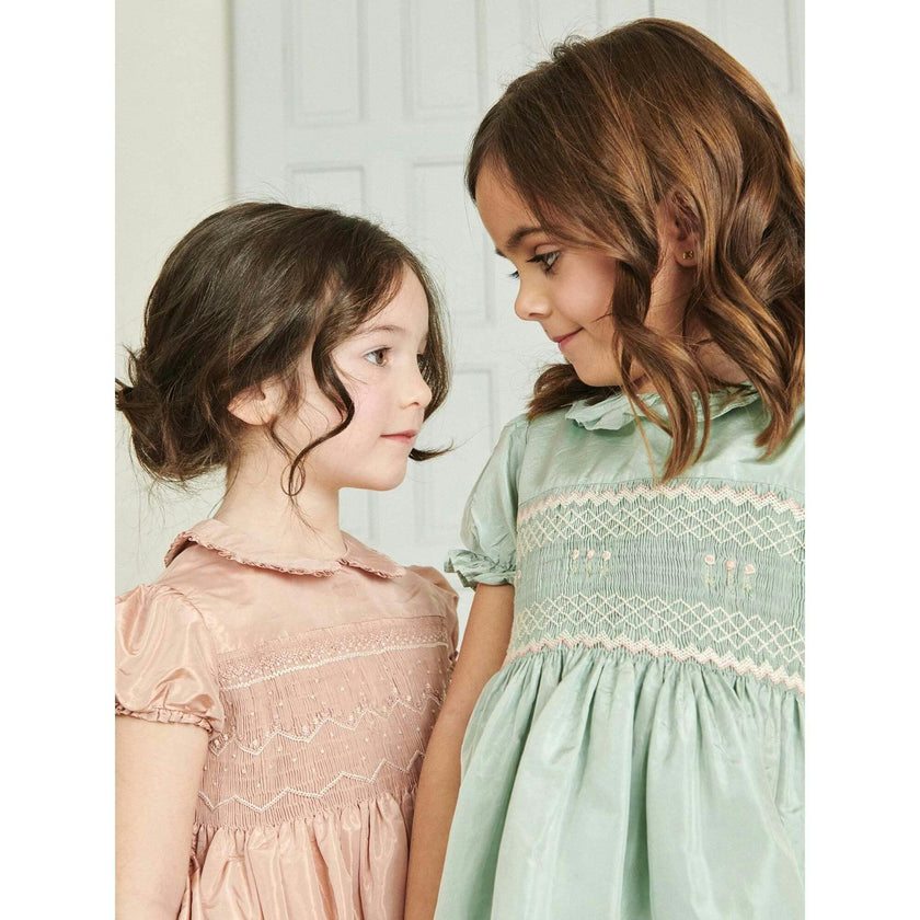 Blush Eleanor Silk Ceremony Girl Hand-Smocked Dress