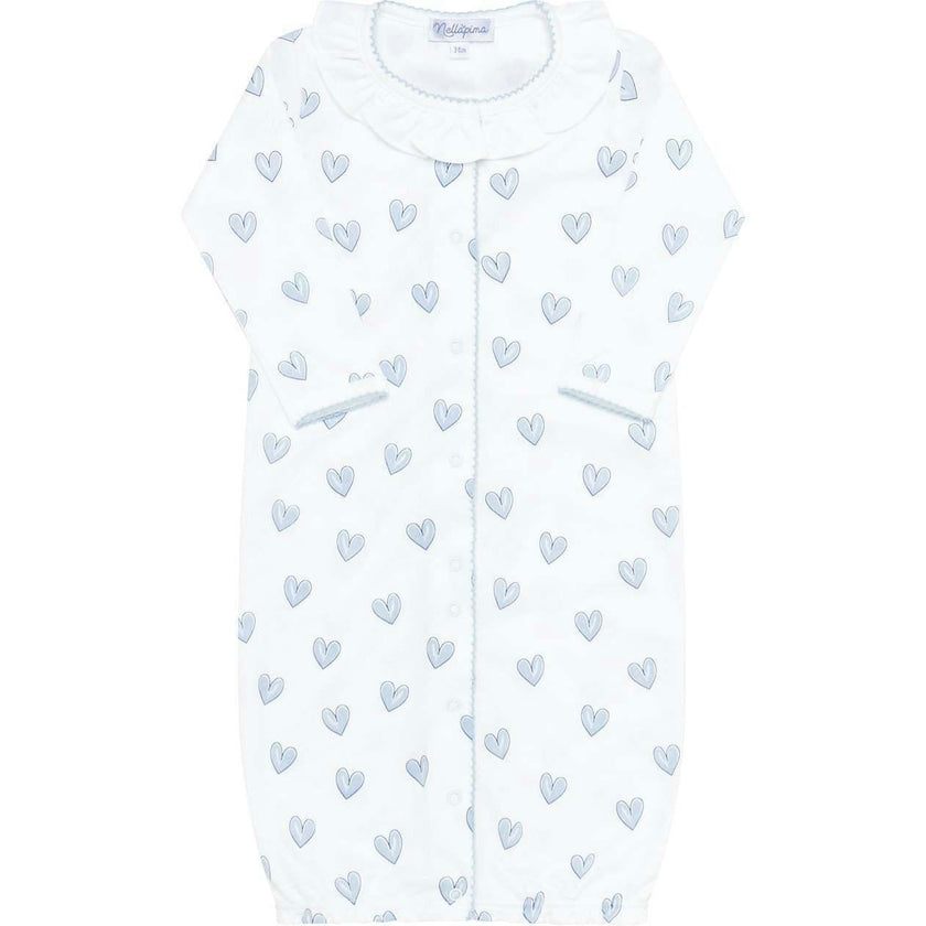 Blue Heart Print Converter Gown