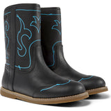 Savina Twins Print Leather Boots, Black