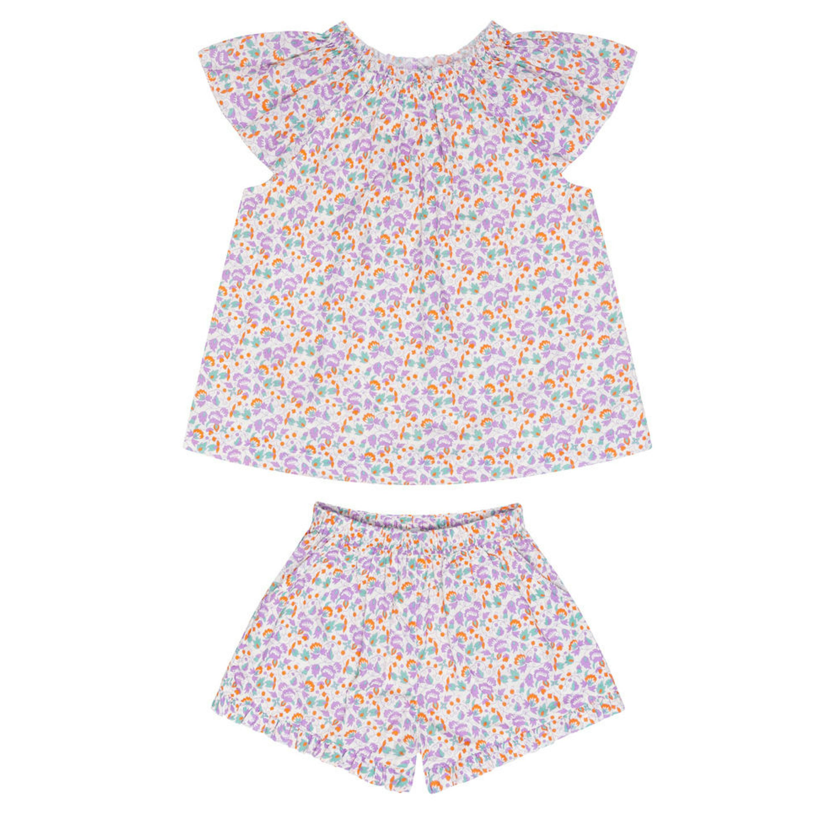 girls orchid floral flutter sleeve tank set