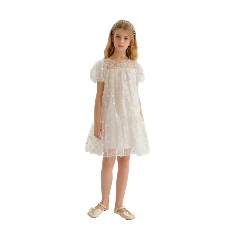 White Perivale Floral Overlay Dress
