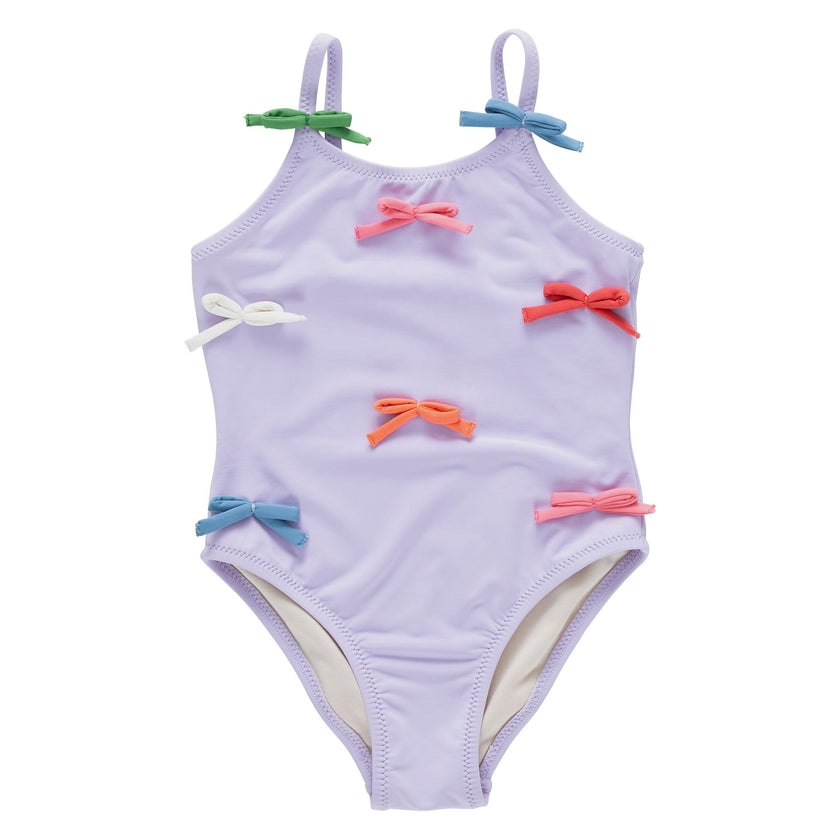 Girls Lottie Suit - Lavender Multi Bow Applique
