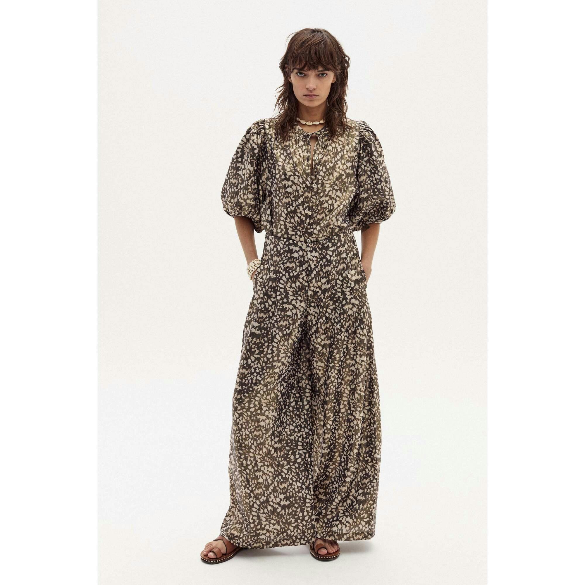 Culotte Metallic Linen Pants - Impala Print