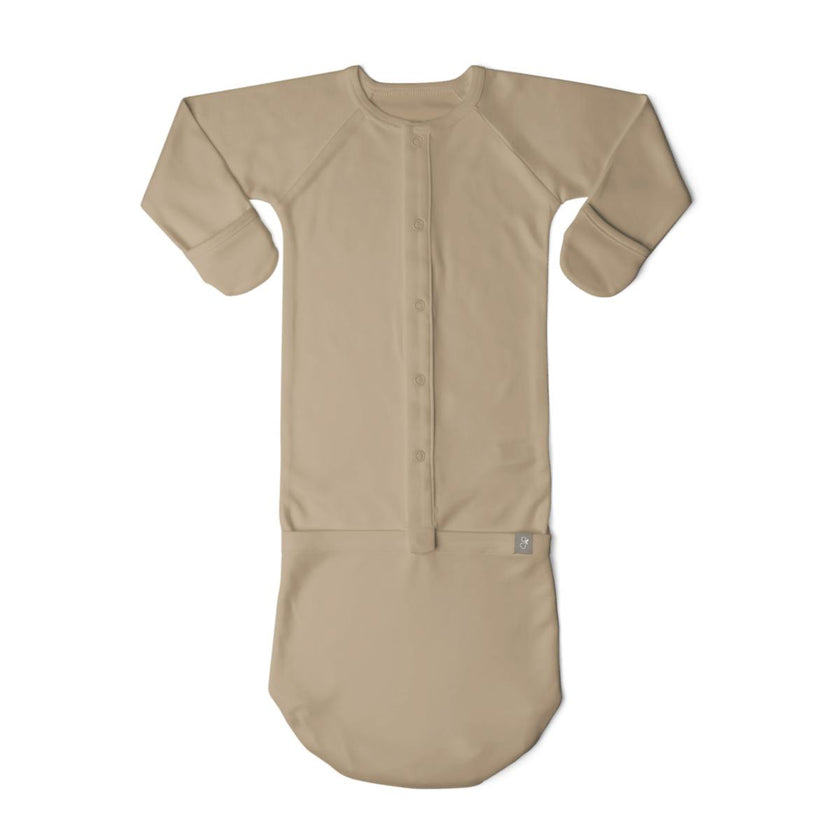 24 HOUR CONVERTIBLE GOWN | SANDSTONE — Bamboo Organic Cotton Blend, Preemie–6M