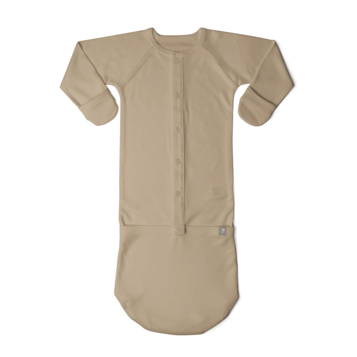 24 HOUR CONVERTIBLE GOWN | SANDSTONE — Bamboo Organic Cotton Blend, Preemie–6M