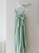 Sage Floral Stripe Toledo Women Midi Dress