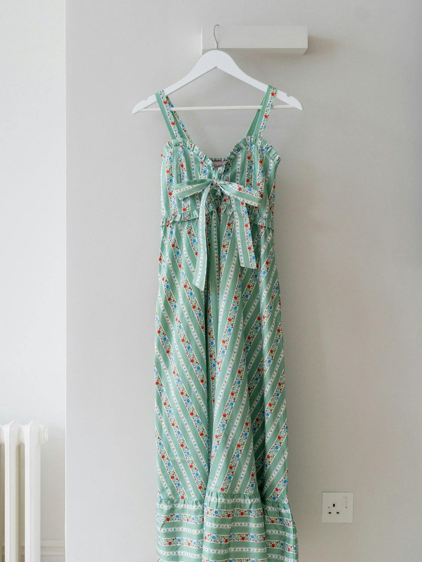 Sage Floral Stripe Toledo Women Midi Dress
