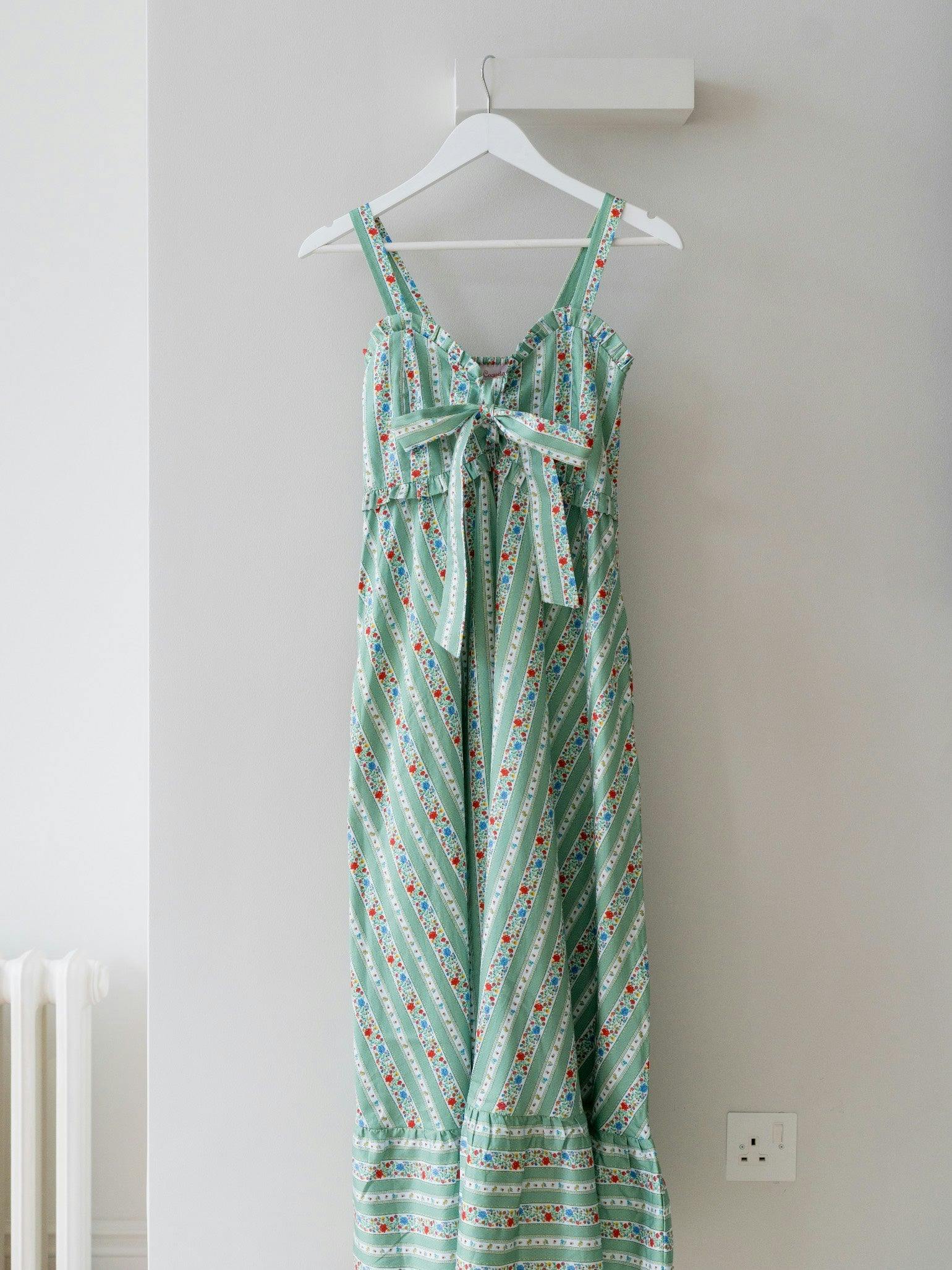 Sage Floral Stripe Toledo Women Midi Dress
