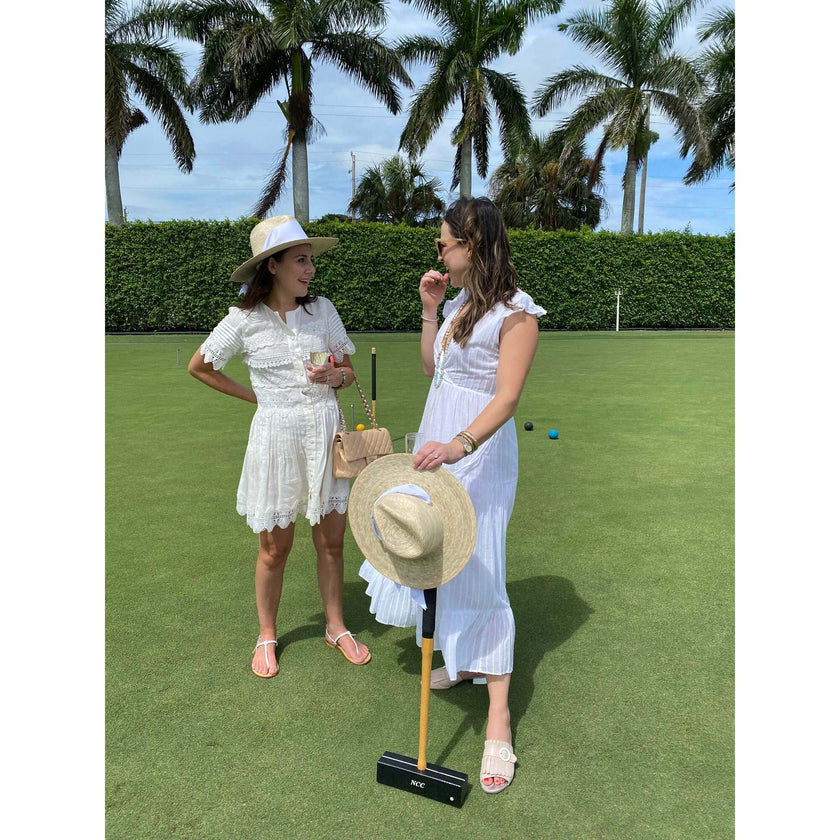 Women's Zinnia Classic Short Brim Long & Thin Grosgrain Ribbon Sun Hat, White