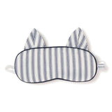 Kid's Twill Kitty Sleep Mask in Navy French Ticking