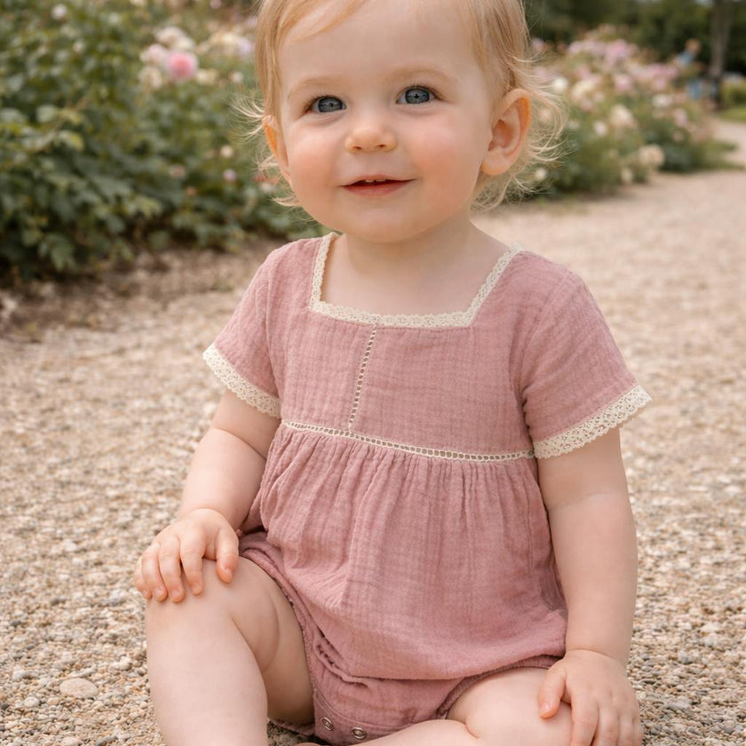 Gauze Crochet Romper