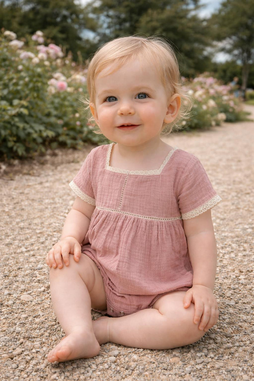 Gauze Crochet Romper