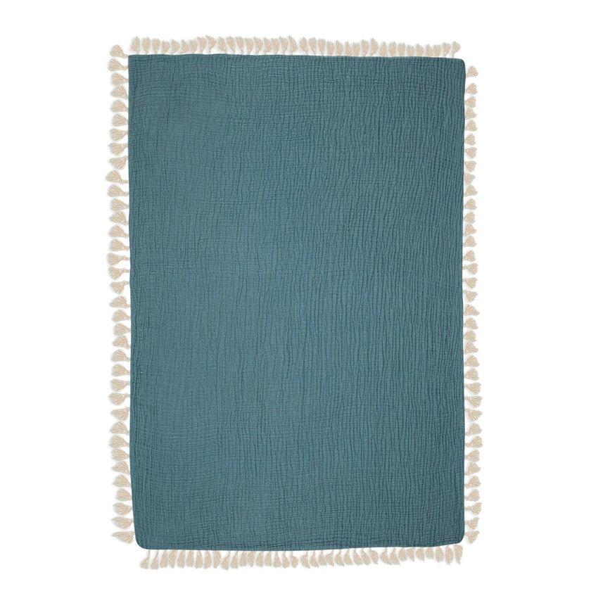 6-Layer Cotton Muslin Baby Blanket (Riverstone Blue)