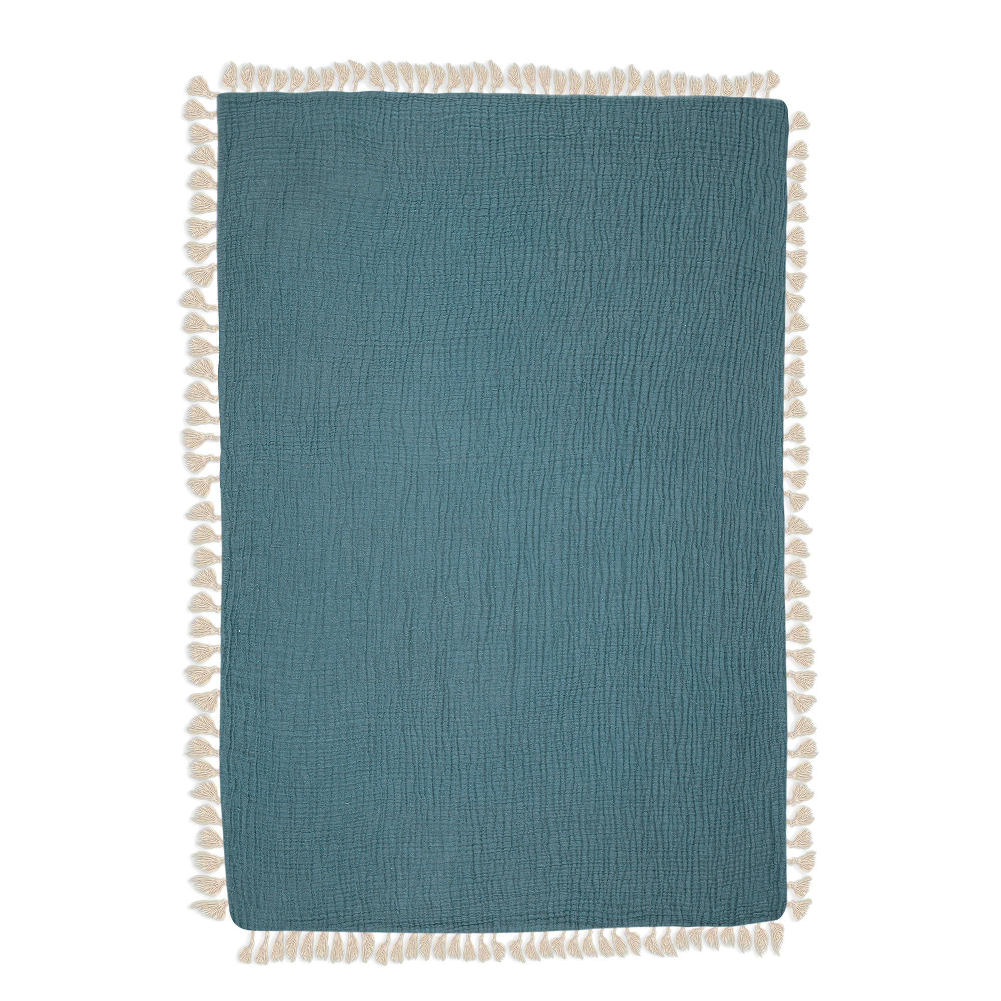 6-Layer Cotton Muslin Baby Blanket (Riverstone Blue)