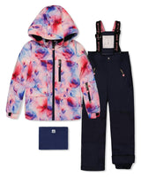 Two Piece Play Snowsuit Mauve Watercolor Floral Print With Navy Pants