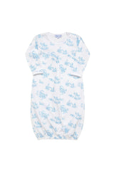 Blue Toile Baby Gown