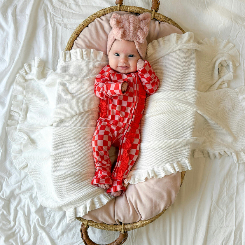 Pink Checked Out Ruffle Snoozer