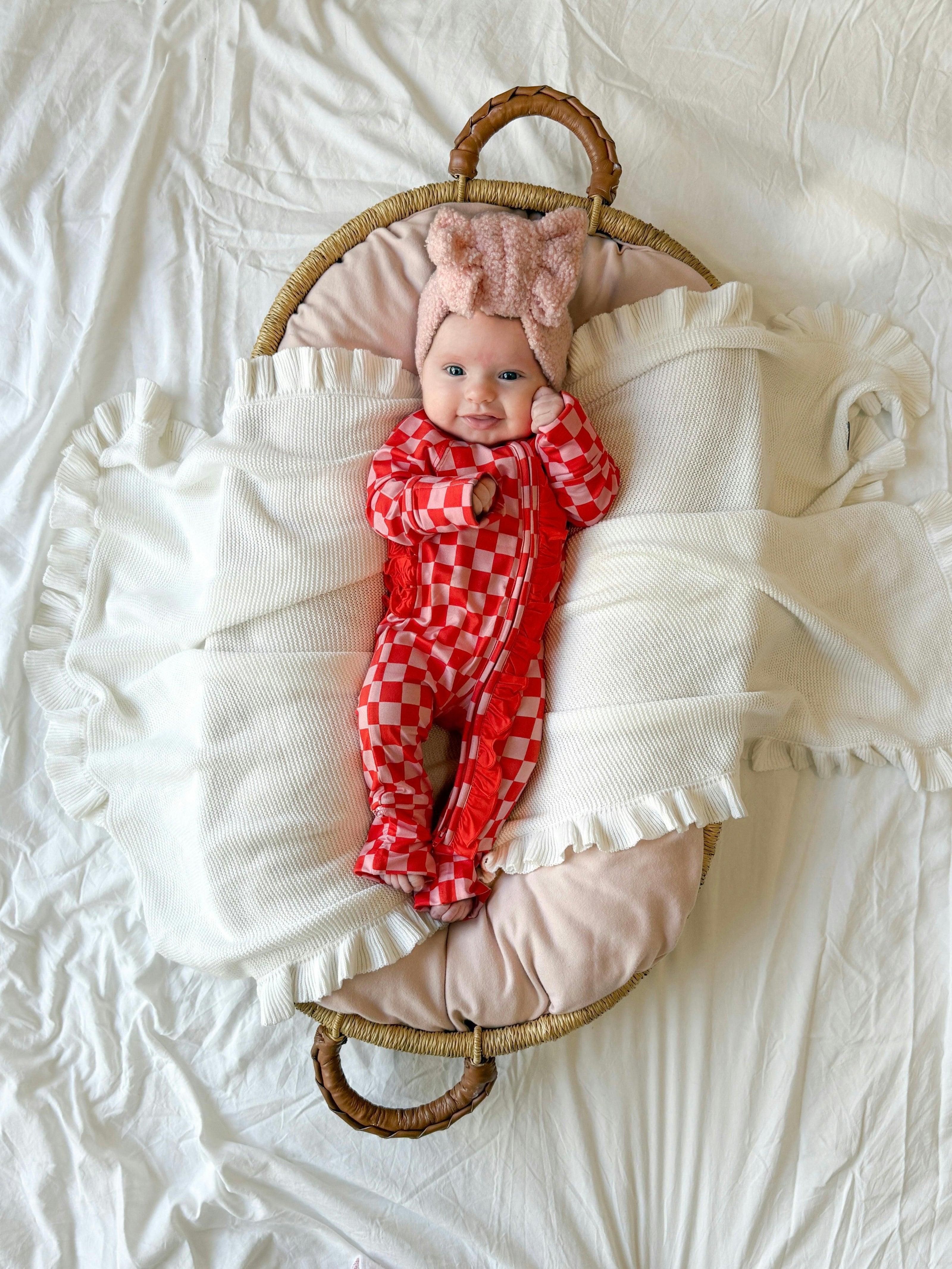 Pink Checked Out Ruffle Snoozer