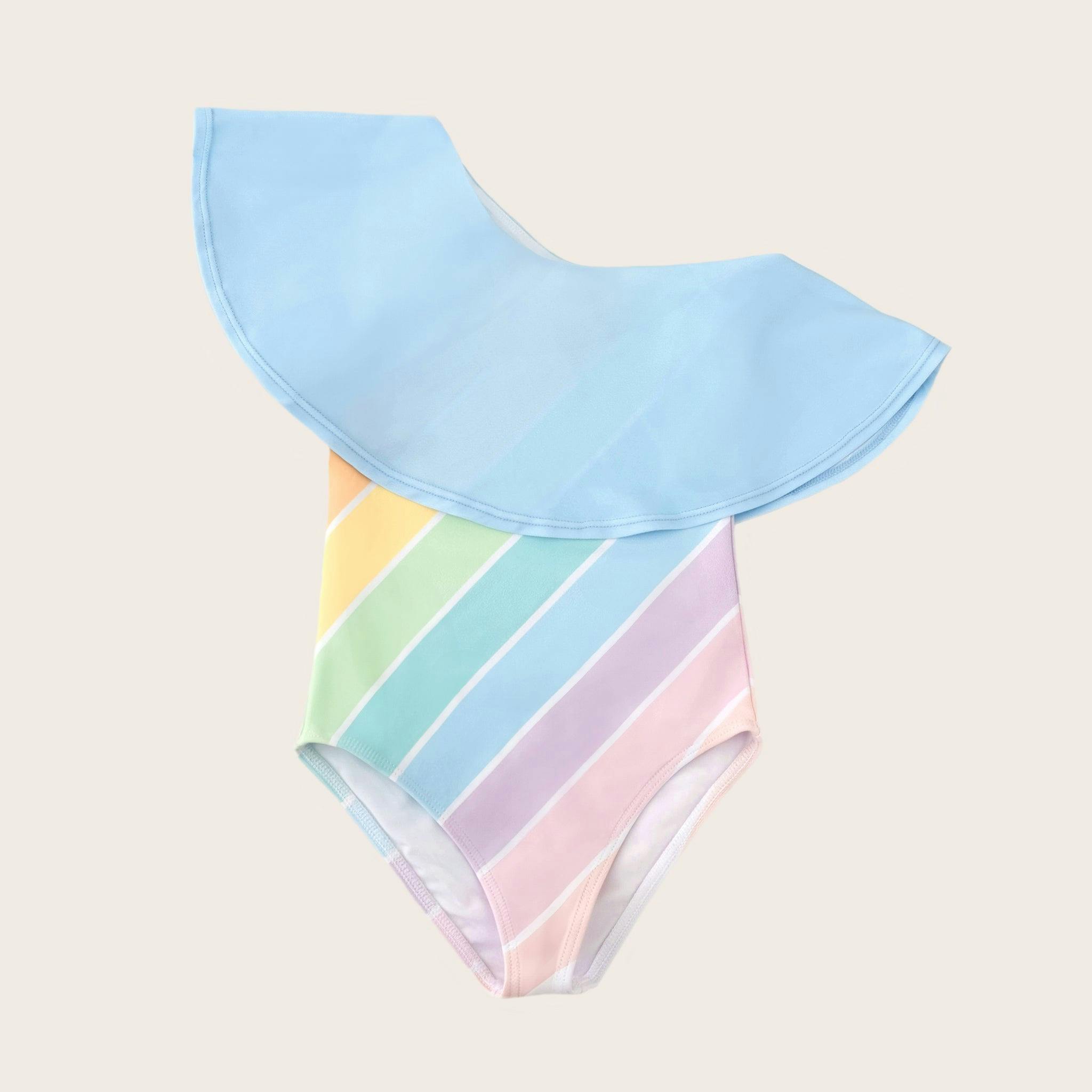 West Coast Rainbow One Shoulder Ruffle