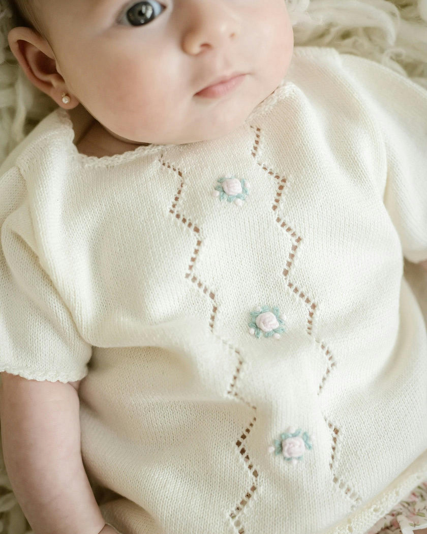 Colette Knit Diaper Set - Ivory
