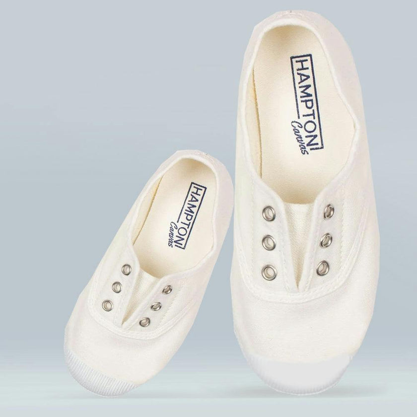 Hampton Canvas Plum Plimsolls in White