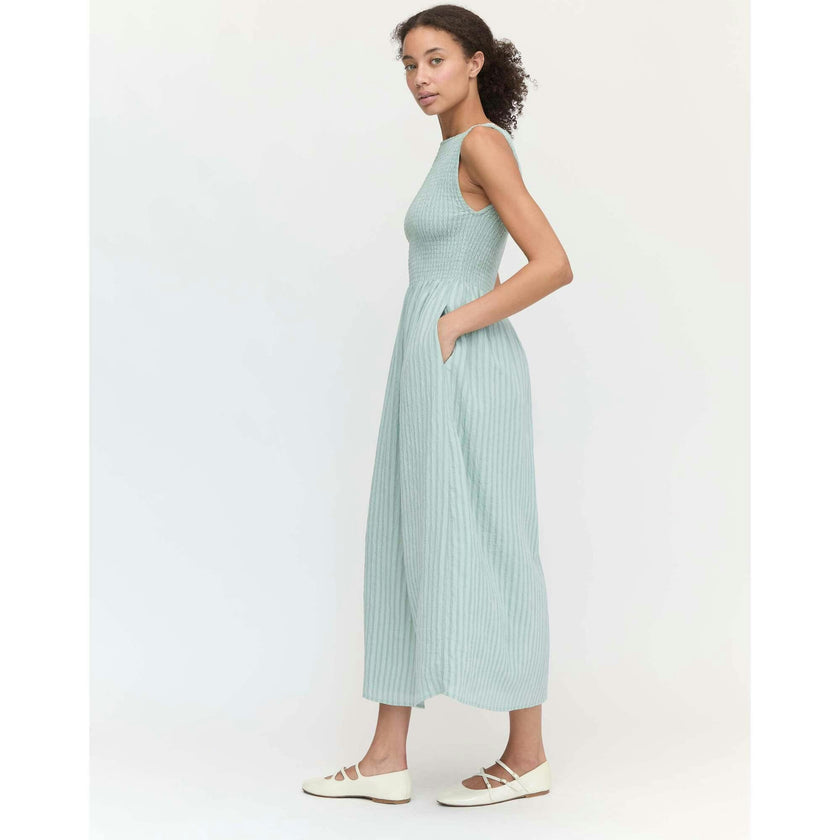 The Cosima Nap Dress - Black Tonal Seersucker