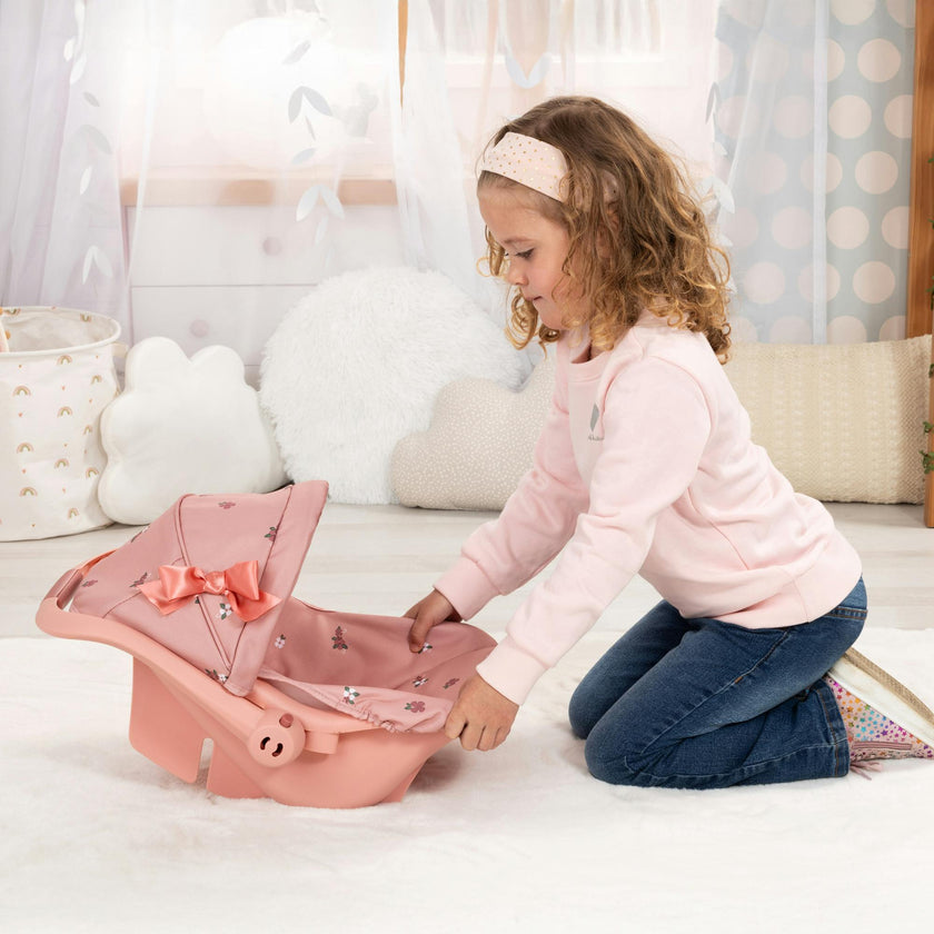 Bayer Design Dolls: Deluxe Car Seat - Coral Pink Floral