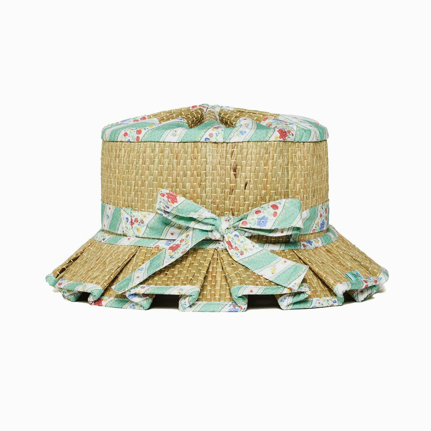 Lorna Murray x La Coqueta Sage Floral Stripe Beauty Point Girl Grass Hat