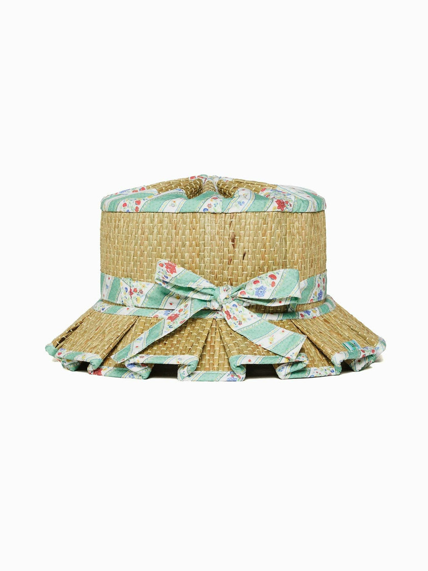 Lorna Murray x La Coqueta Sage Floral Stripe Beauty Point Girl Grass Hat