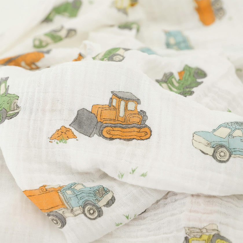 Cotton Muslin Swaddle Blanket 3 Pack - Work Trucks
