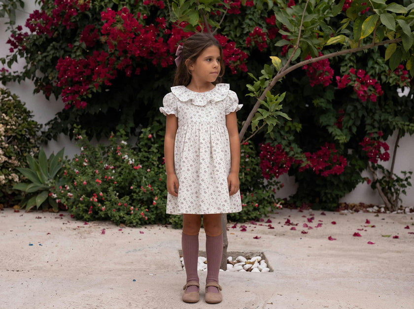 Cecily Floral Dress with ruffle collar