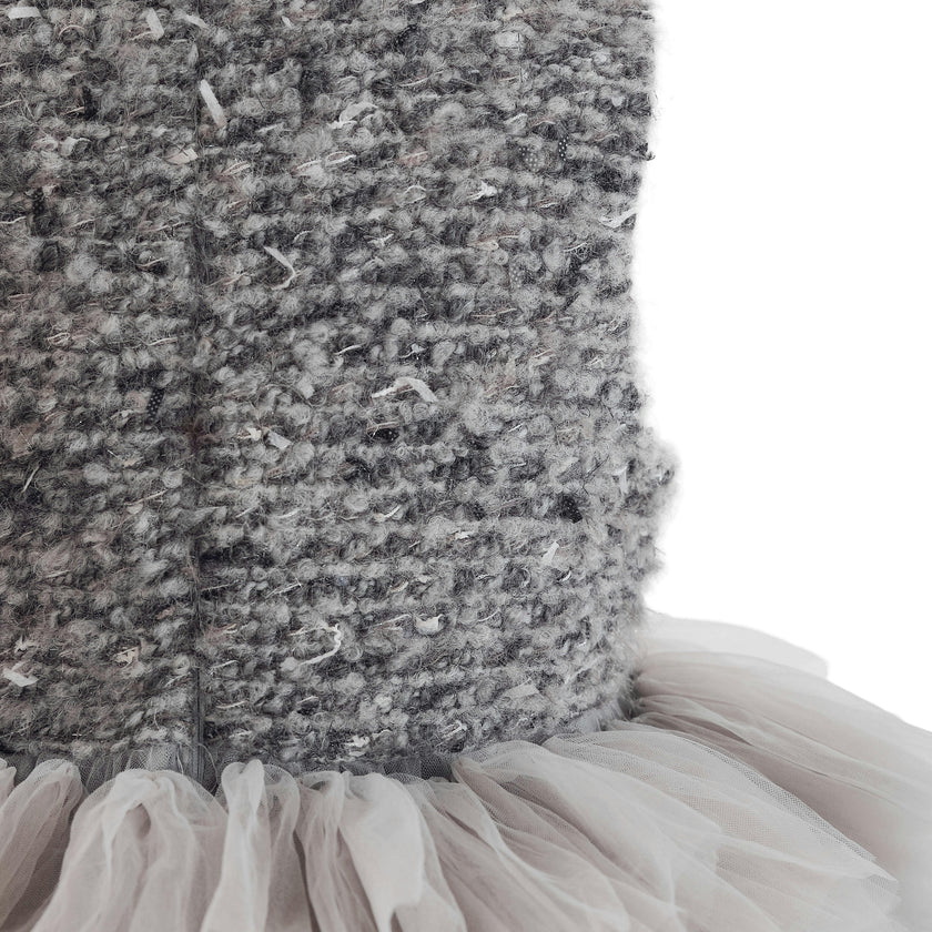 Gray Textured Bodice Tulle Gown