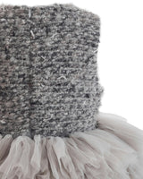 Gray Textured Bodice Tulle Gown