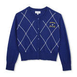Navy Diamond Knit Cardigan