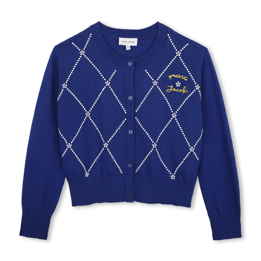 Navy Diamond Knit Cardigan