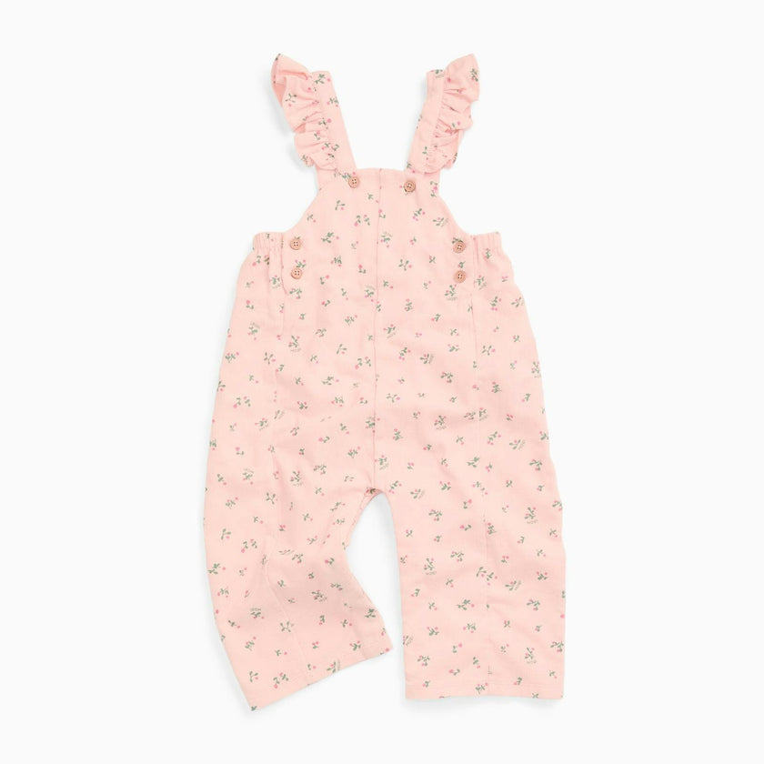 Floral Frilled Soft Corduroy Overalls
