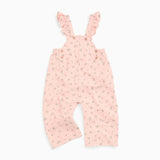Floral Frilled Soft Corduroy Overalls