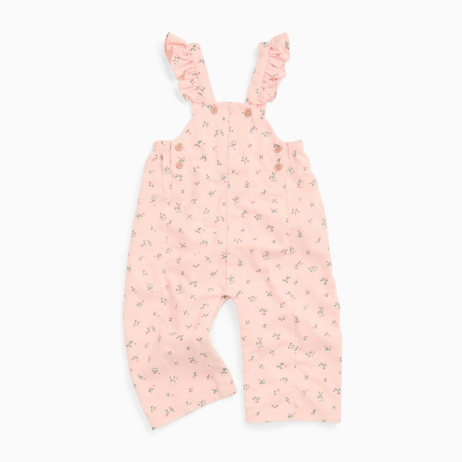 Floral Frilled Soft Corduroy Overalls