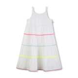 White & Multicolor Trim Kids’ Dress
