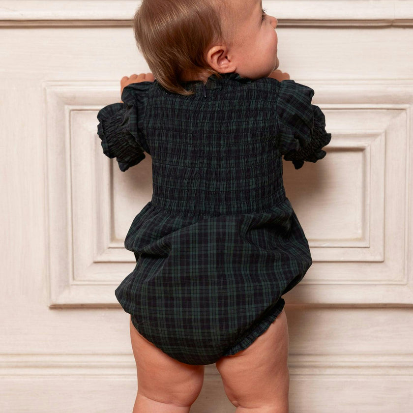 Baby Finley Romper in Twilight Pine Plaid
