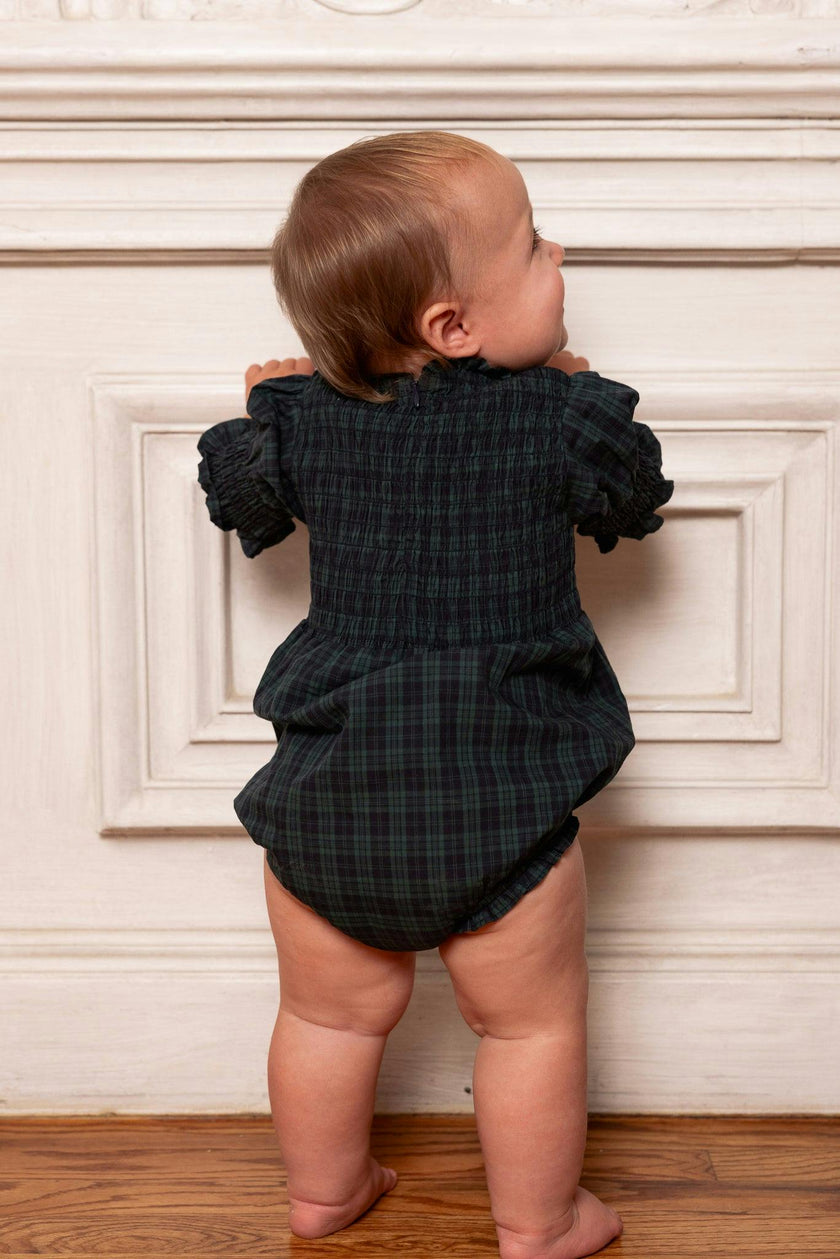 Baby Finley Romper in Twilight Pine Plaid