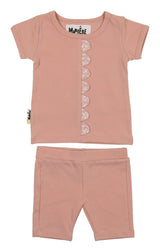 Floral Scalloped Front Top & Short Set