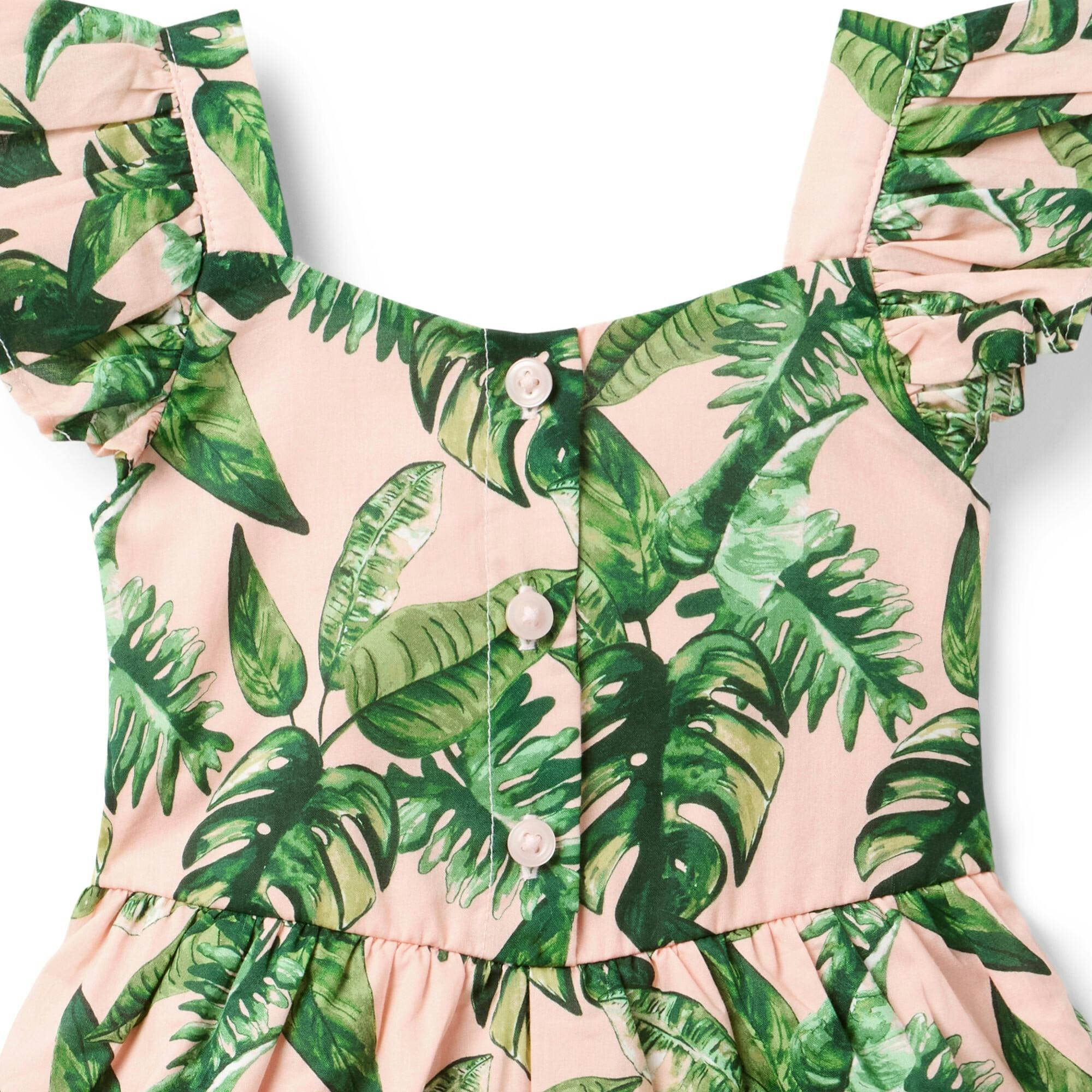 Palm Flutter Sleeve Romper, Multi