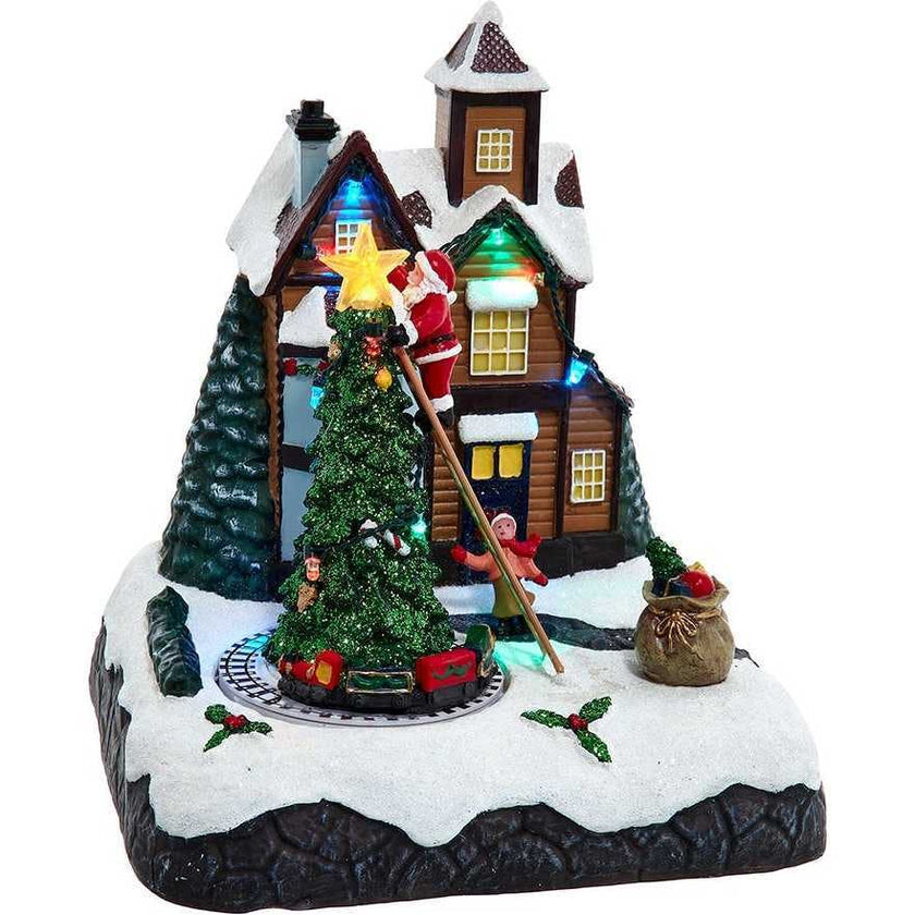 8.5-Inch Battery Operated Lighted Musical Santa Village Scene
