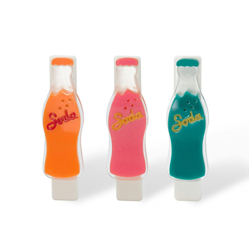 Vintage Bottle Drink Green Yellow Pink Hair Clips -BTS