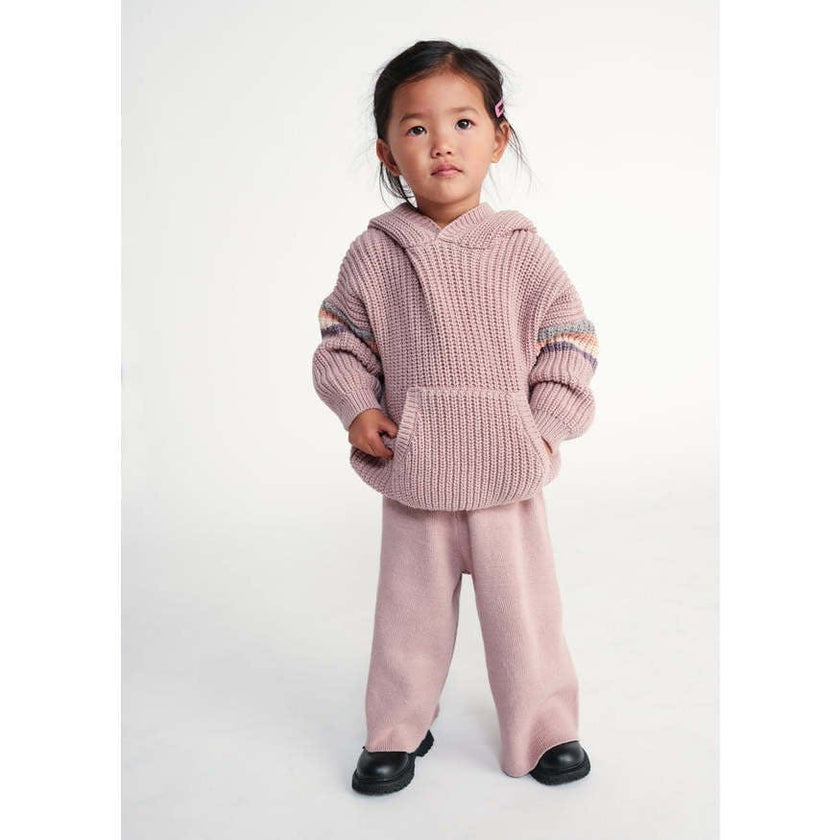 Chunky Ribbed Knit Elastic Waist Wide Leg Loose-Fit Pants