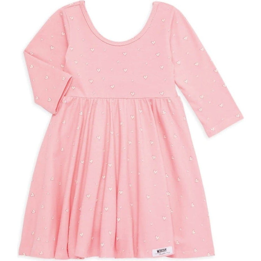 Twirly Dress in Pink Hearts